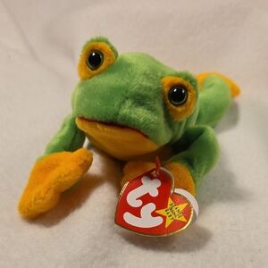 Smoochy The Frog Ty Neanie Babies Vintage Collection Toy Green and Orange 1997